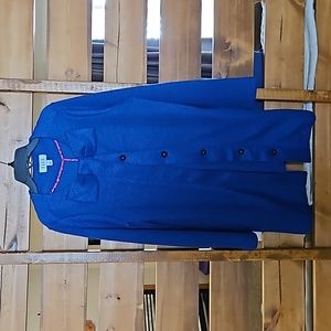 ELLE by Kohls Ladies Bow Trim Royal Blue Texture Topper Coat Sz M